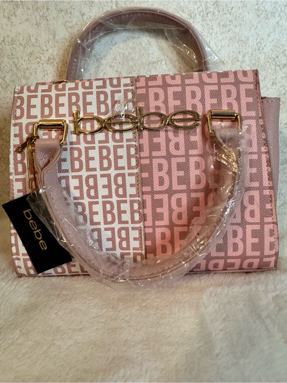 bebe Pink Ailey Logo Tote Bag